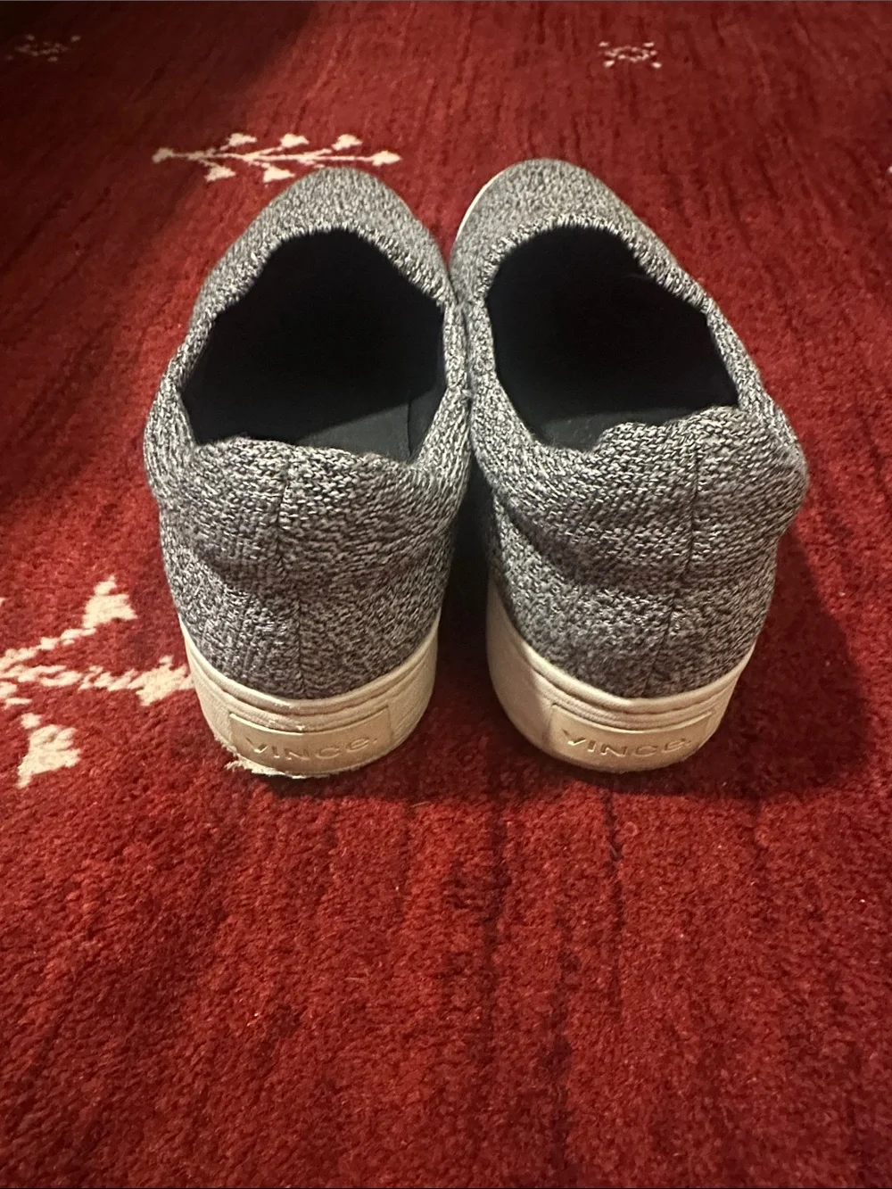 Vince Gray Knit Platform Slip-On Sneakers with White Sole